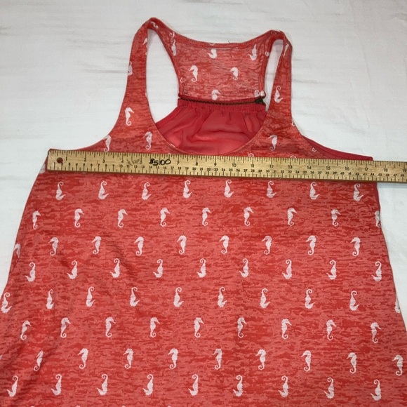 Coral Pink Tank Top with seahorse Print - Picture 7 of 15